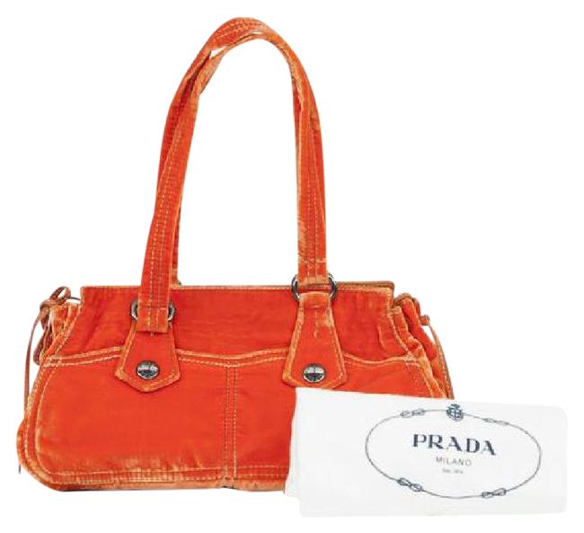 Prada Neon Handbag Orange Velvet Shoulder Bag
