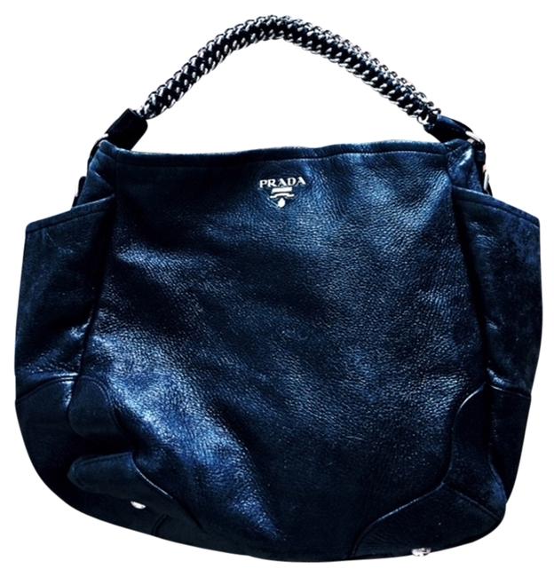 Prada Nero Chain Black Cervo Lux Deerskin Shoulder Bag