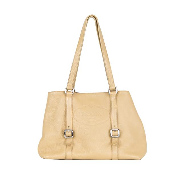 Prada Neutral Beige Leather Shoulder Bag