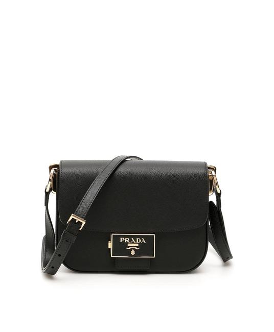 Prada New Cr Embleme Black Leather Shoulder Bag