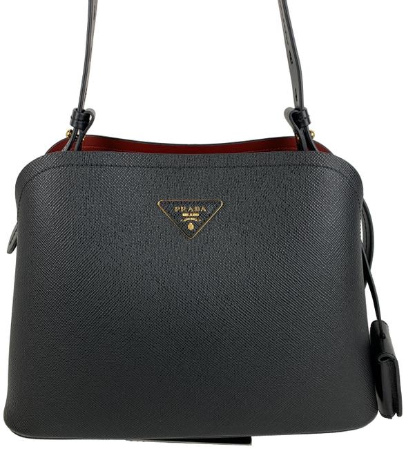 Prada New Small Matinee Black Leather Shoulder Bag