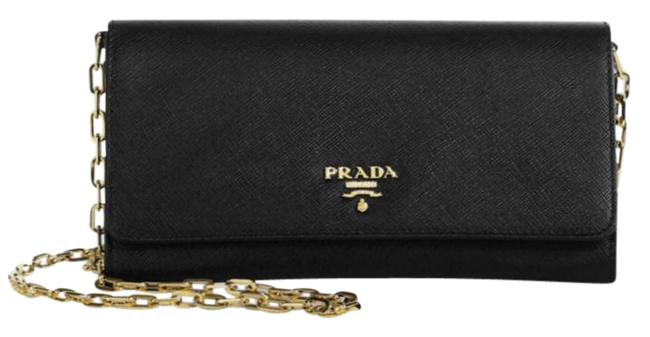 Prada New Wallet on chain Black Saffiano Leather Shoulder Bag