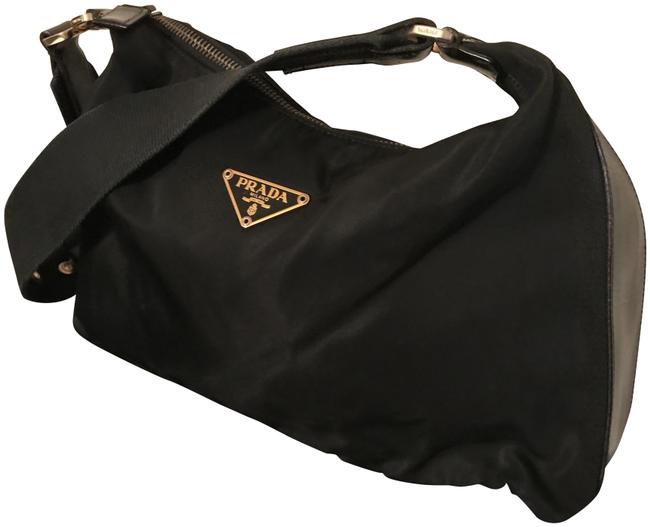 Prada Nightime Purse with Buckle Straps Black Shoulder Bag