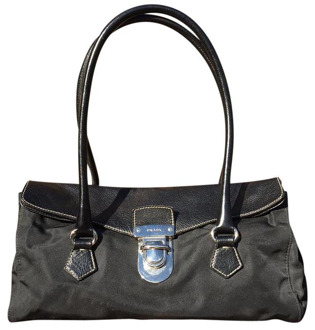 Prada Nylon  Leather Easy Black Shoulder Bag