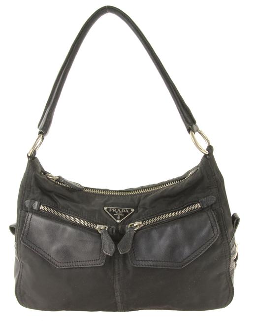 Prada Nylon Black Leather Shoulder Bag
