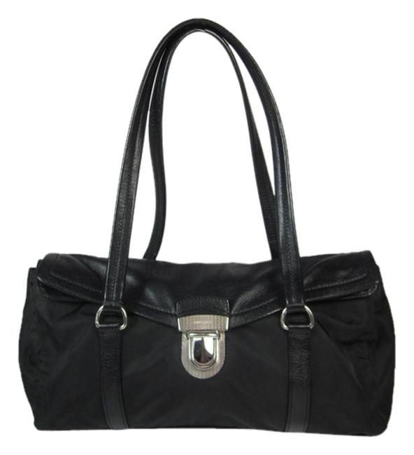 Prada Nylon Black Nylon Leather Shoulder Bag