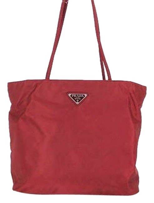 Prada Nylon Tote Red Shoulder Bag