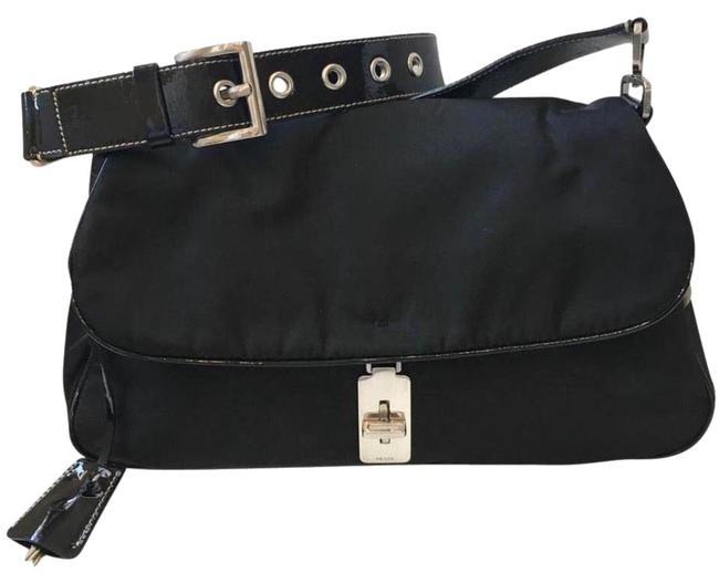 Prada Nylon with Patent Piping Shoulder Bag