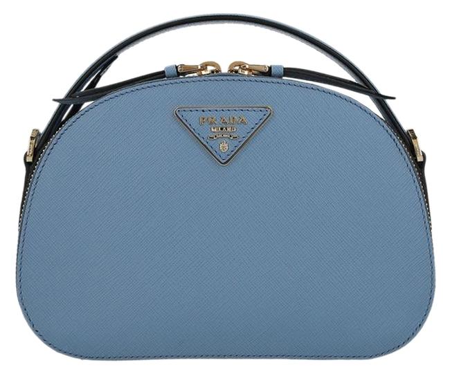 Prada Odette Saffiano Blue Leather Shoulder Bag