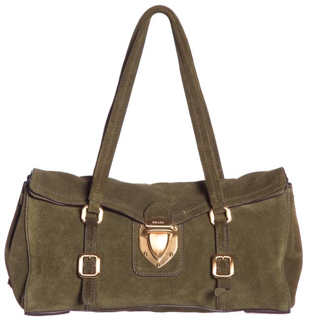 Prada Olive Green Origano Suede Shoulder Bag