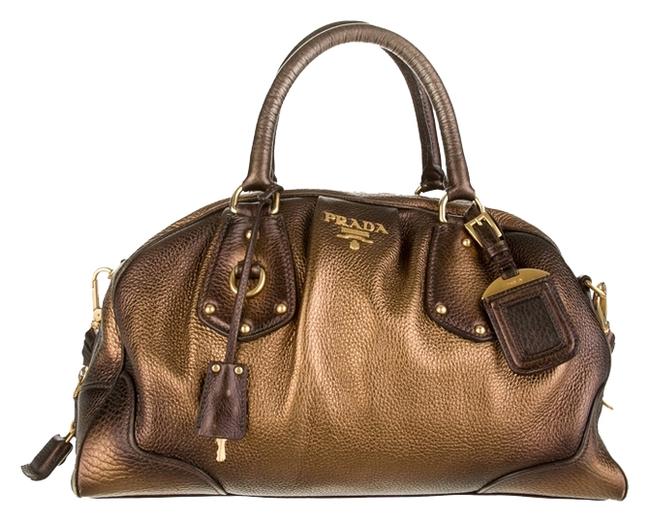 Prada Ombre Bowler Bronze Leather Shoulder Bag