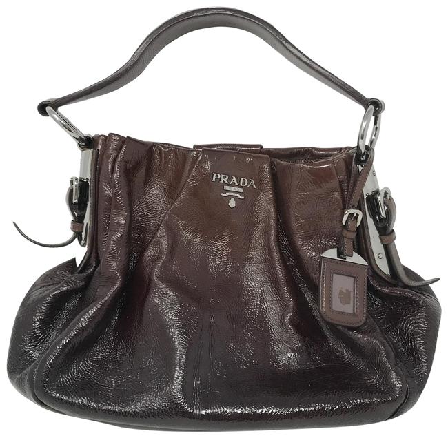 Prada Ombre Tote Brown Patent Leather Shoulder Bag