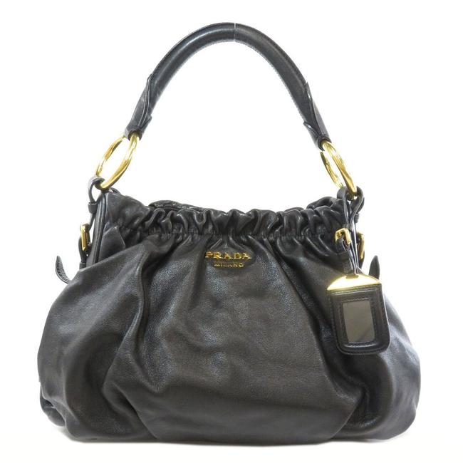 Prada One Womens Black Leather Shoulder Bag