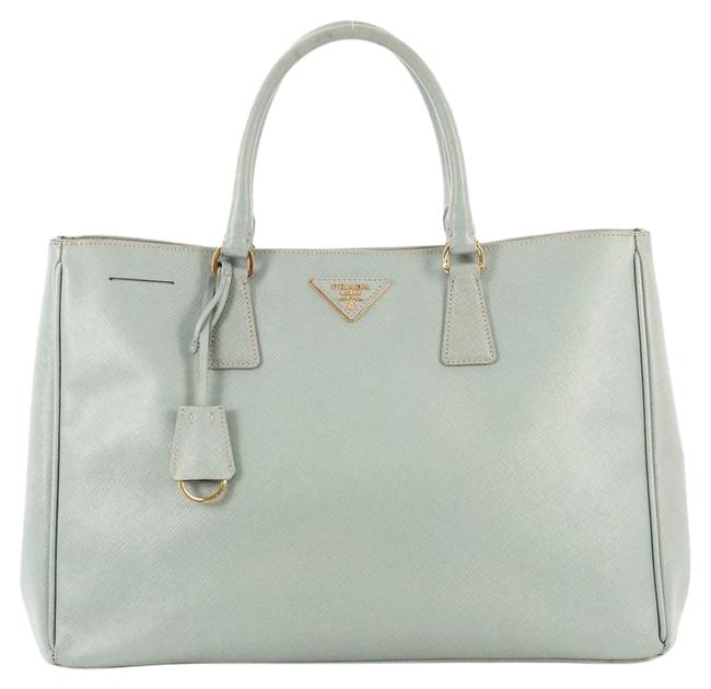 Prada Open Tote Lux Saffiano Large Blue Leather Shoulder Bag