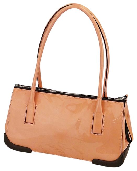 Prada Orange and Brown Hand Purs Patent Leather Shoulder Bag