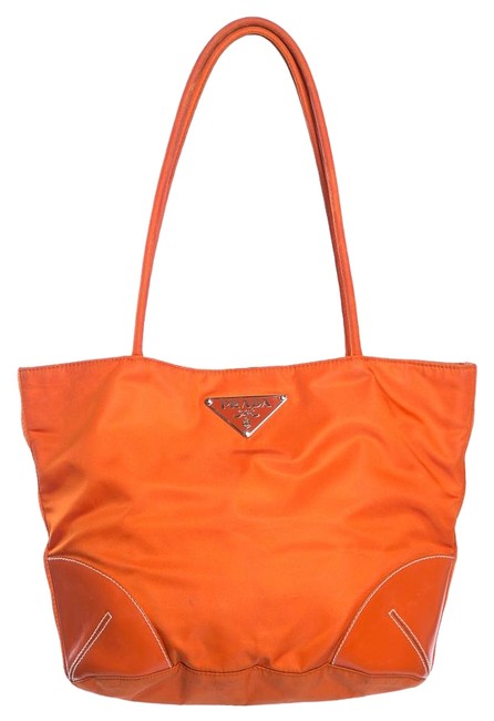 Prada Orange Nylon  Leather Shoulder Bag