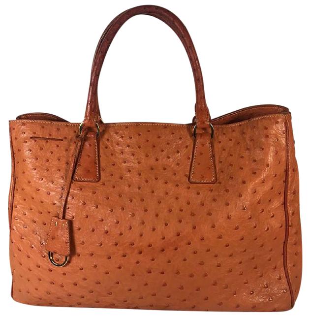 Prada Tote Orange ostrich Satchel Orange Leather Shoulder Bag