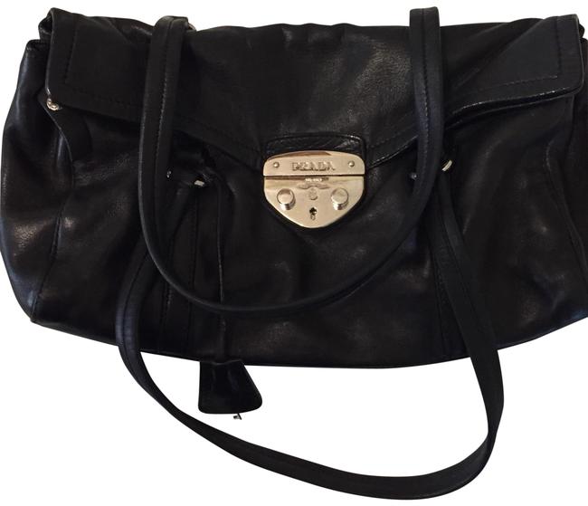 Prada Padlock with Keys Black Calfskin Leather Shoulder Bag