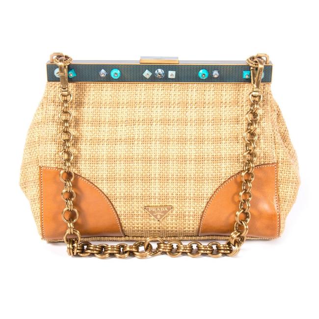 Prada Paglia Cocco Tan Shoulder Bag