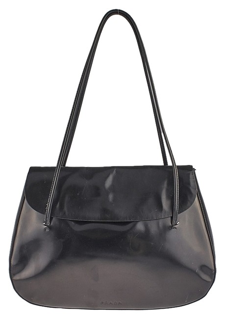 Prada Patent Flap 34555 Black Leather Shoulder Bag