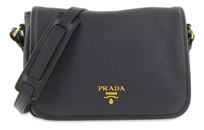 Prada Pattina Baltico Blue Leather Shoulder Bag