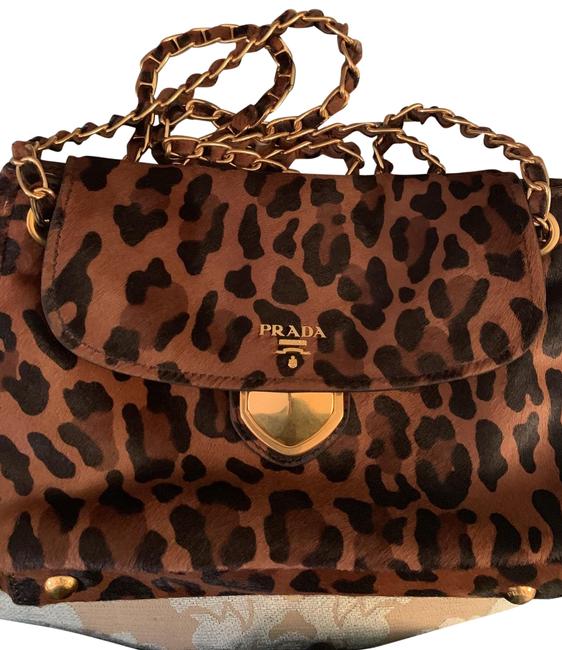 Prada Pattina Cavallino Leopard Pony Fur Shoulder Bag