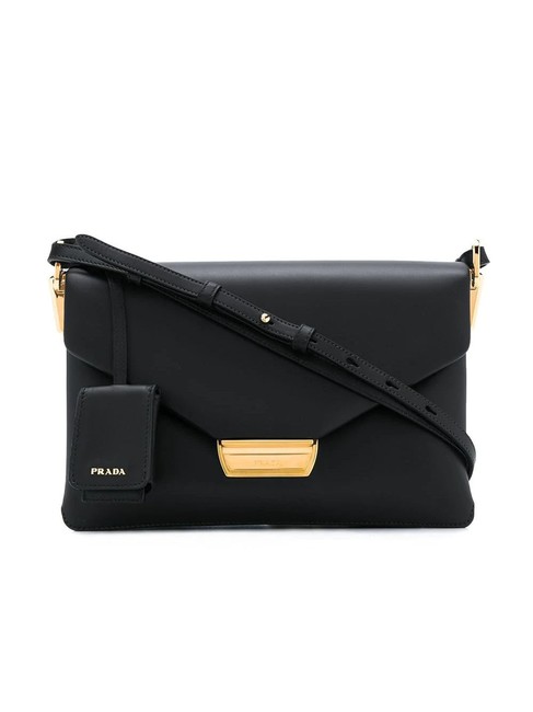 Prada Pattina Gr Black Leather Shoulder Bag