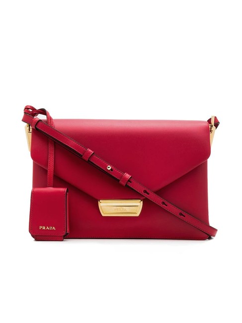 Prada Pattina Gr Red Leather Shoulder Bag