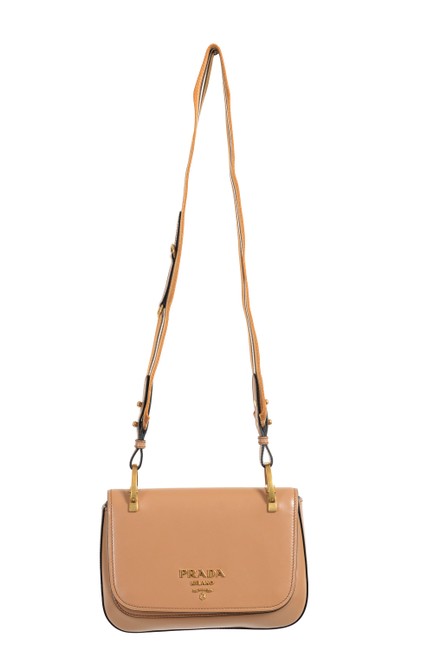 Prada Pattina Womens Caramel 1bd110 Brown Leather Shoulder Bag