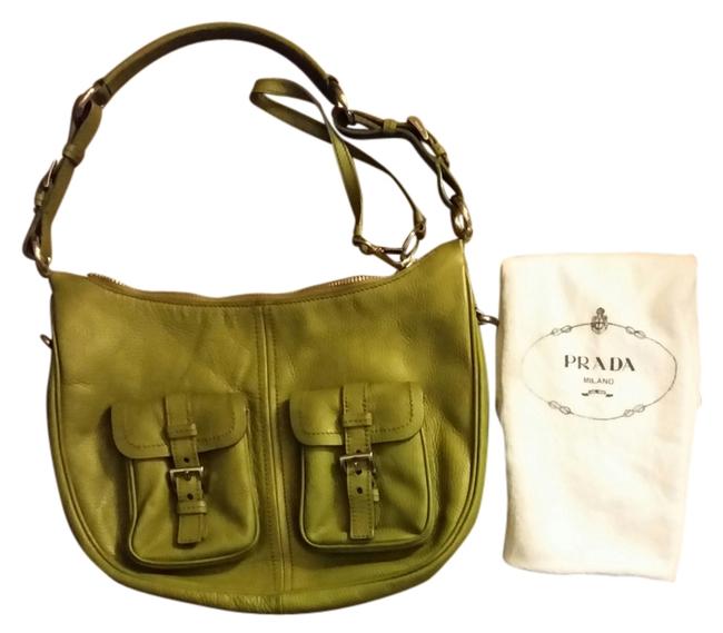 Prada Pea Soup Green Leather Shoulder Bag