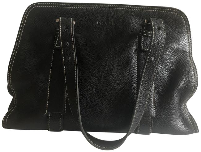 Prada Pebble Black Leather Shoulder Bag