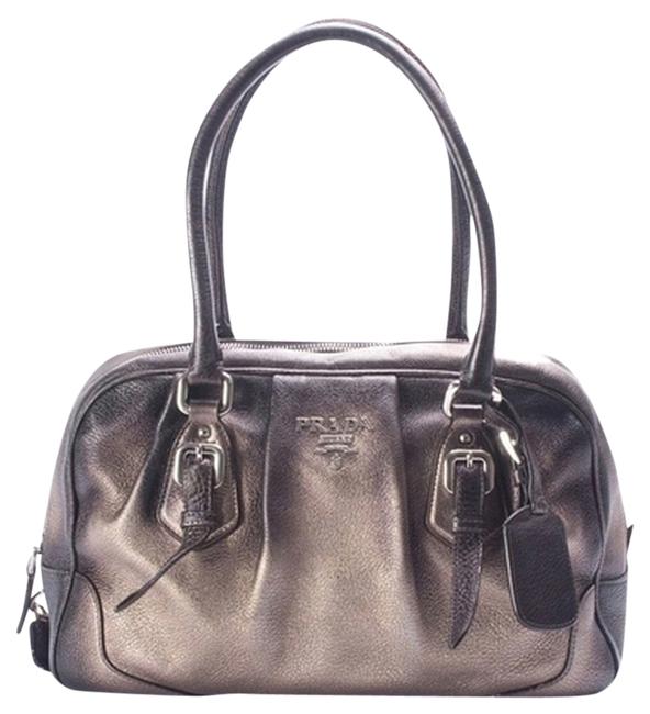 Prada Pebbled Ombre Metallic Leather Shoulder Bag