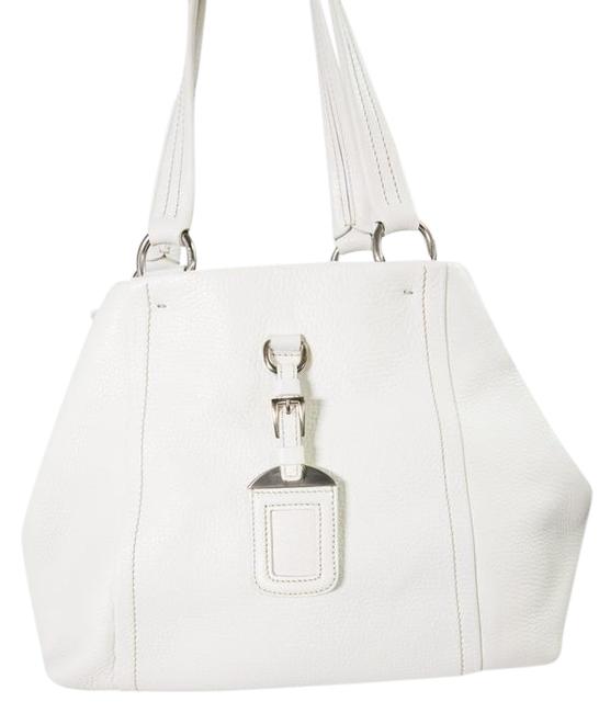 Prada Pebbled White Leather Shoulder Bag