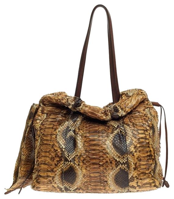 Prada Pitone Drawstring Tote Large Python Shoulder Bag