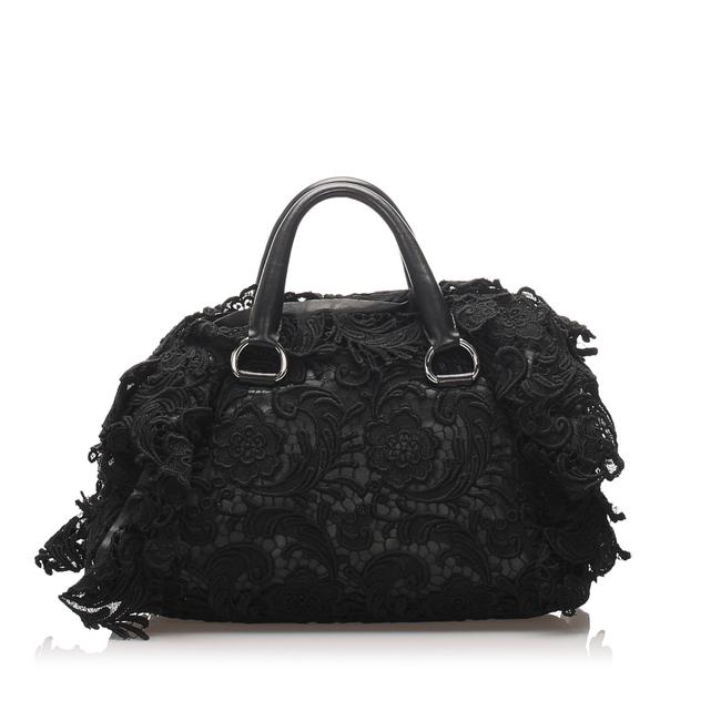 Prada Pizzo S Bowler Black Cotton Shoulder Bag