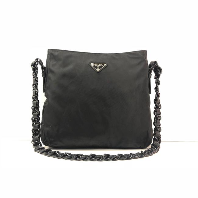 Prada Plastic Chian Black Nylon Shoulder Bag