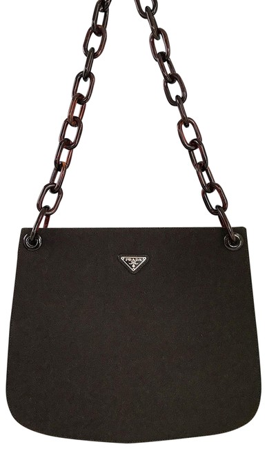 Prada Plastic Strap Brown Nylon Shoulder Bag