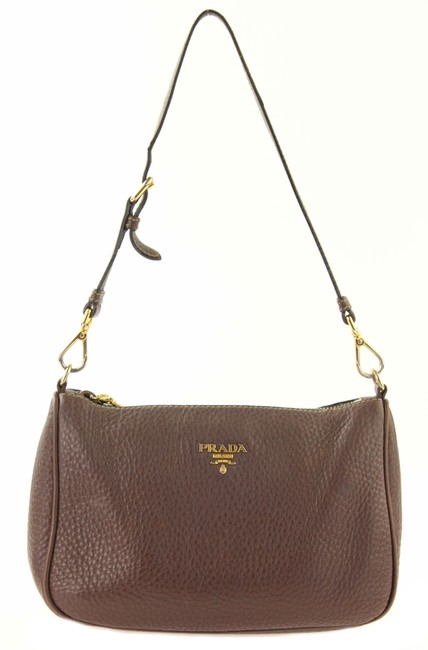Brown Leather Prada Pochette Bag
