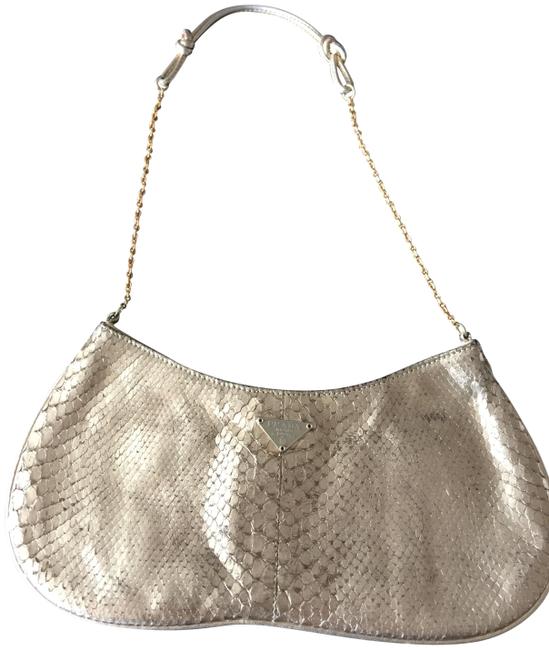 Prada Pra138230 Gold Python Skin Leather Shoulder Bag