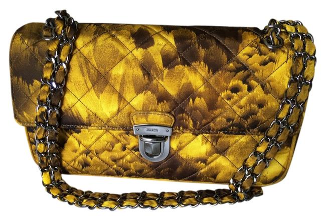 Prada Printed Chain Yellow Shoulder Bag