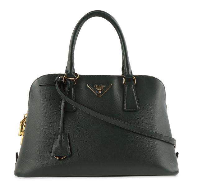 Prada Promenade Green Leather Shoulder Bag