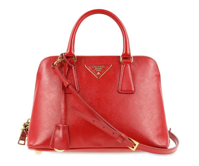 Prada Promenade Lux Mini Red Saffiano Leather Shoulder Bag