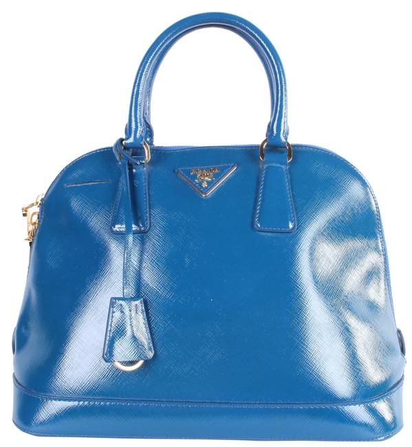 Prada Promenade Saffiano Blue Leather Shoulder Bag
