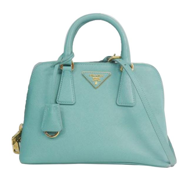 Prada Promenade Small Saffiano Satchel Blue Leather Shoulder Bag