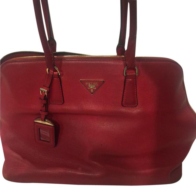Prada Promenade XL Red Leather Shoulder Bag
