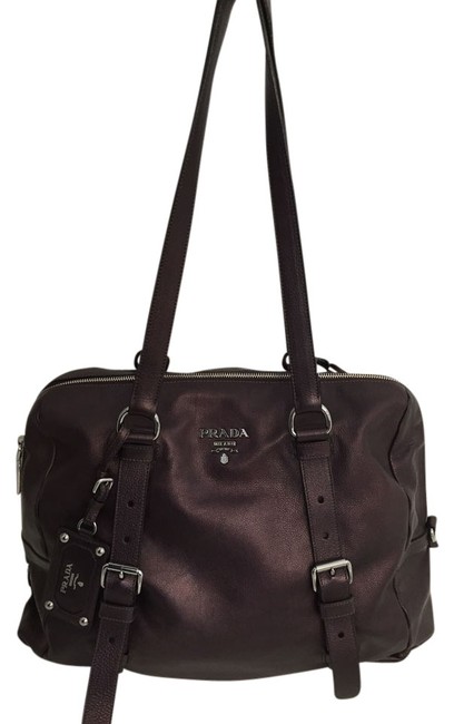 Prada Purple Raisin Leather Shoulder Bag