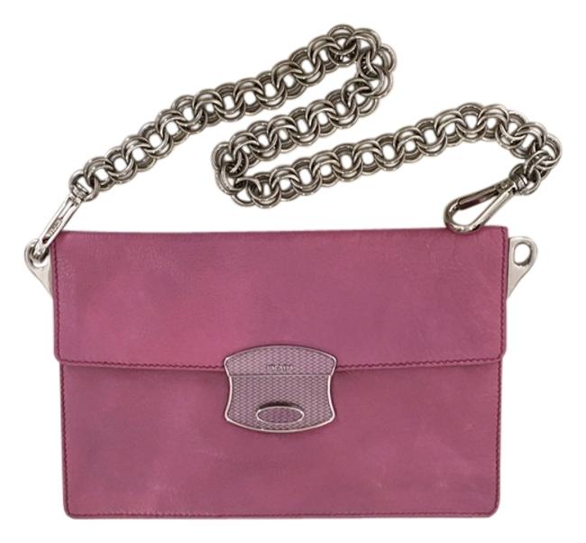 Prada Clutch Purse Pink Leather Shoulder Bag