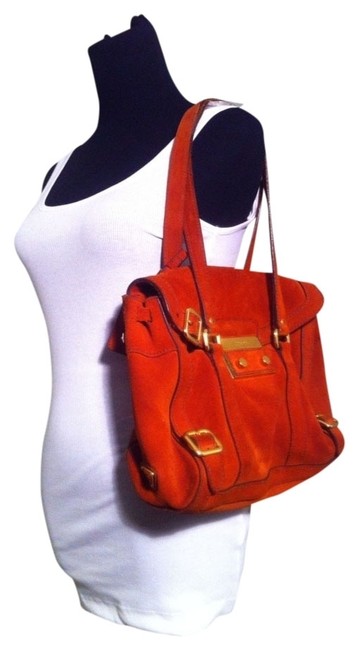 Prada Pushlock Burnt Orange Suede Shoulder Bag