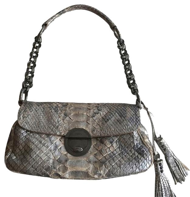 Prada Python Silver and Tan Shoulder Bag