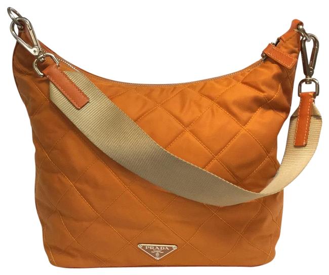 Prada Backpack Quilted Orange Nylon Shoulder Bag